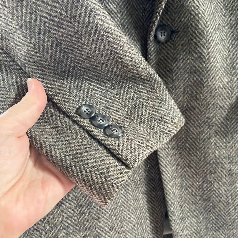 Vintage Jordache Gray Tweed Herring Bone Sport Coat 40R